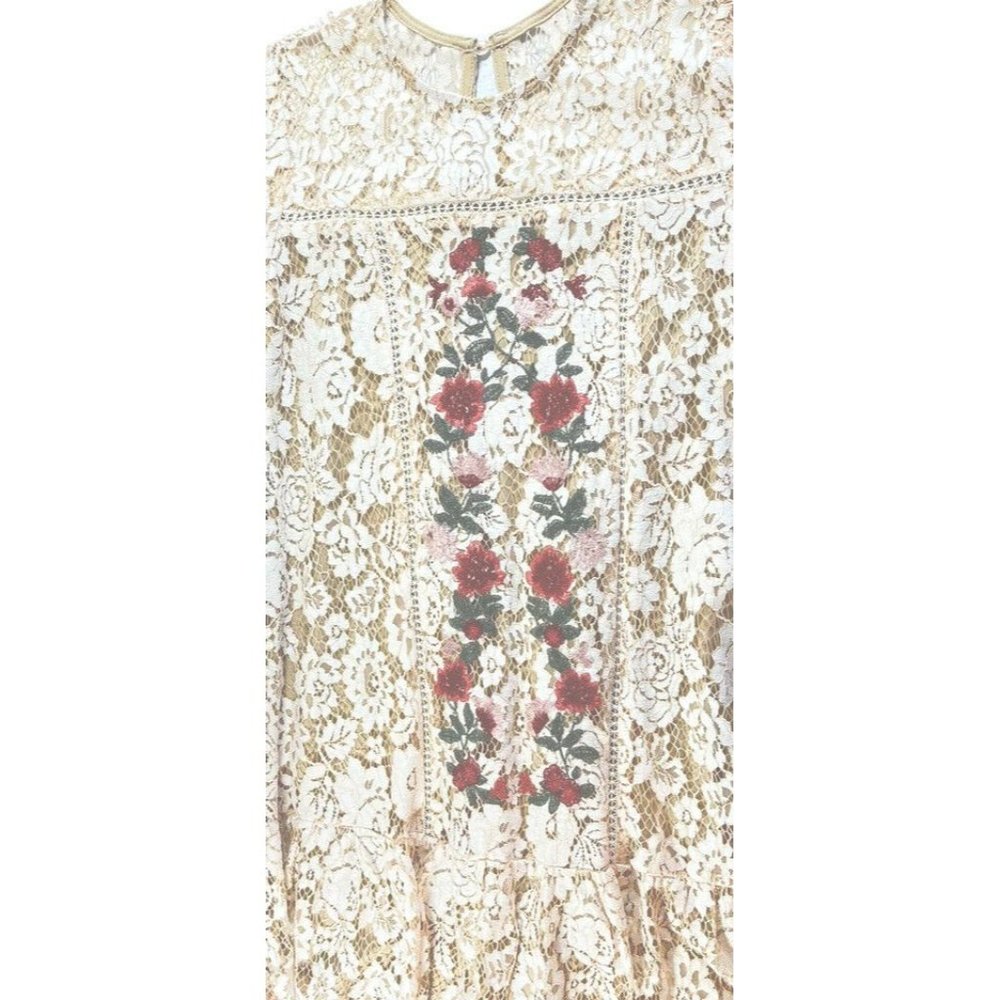 Francesca's Lace Dress Ladies XXS Ivory with floral insert lined NWT - Picture 5 of 11
